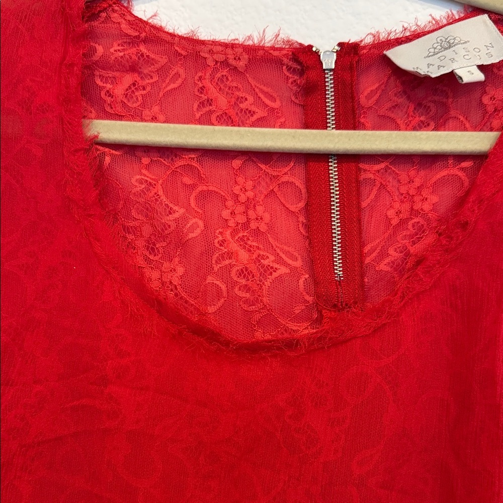 Madison Marcus Vibrant Red Lace Blouse - Picture 3 of 5